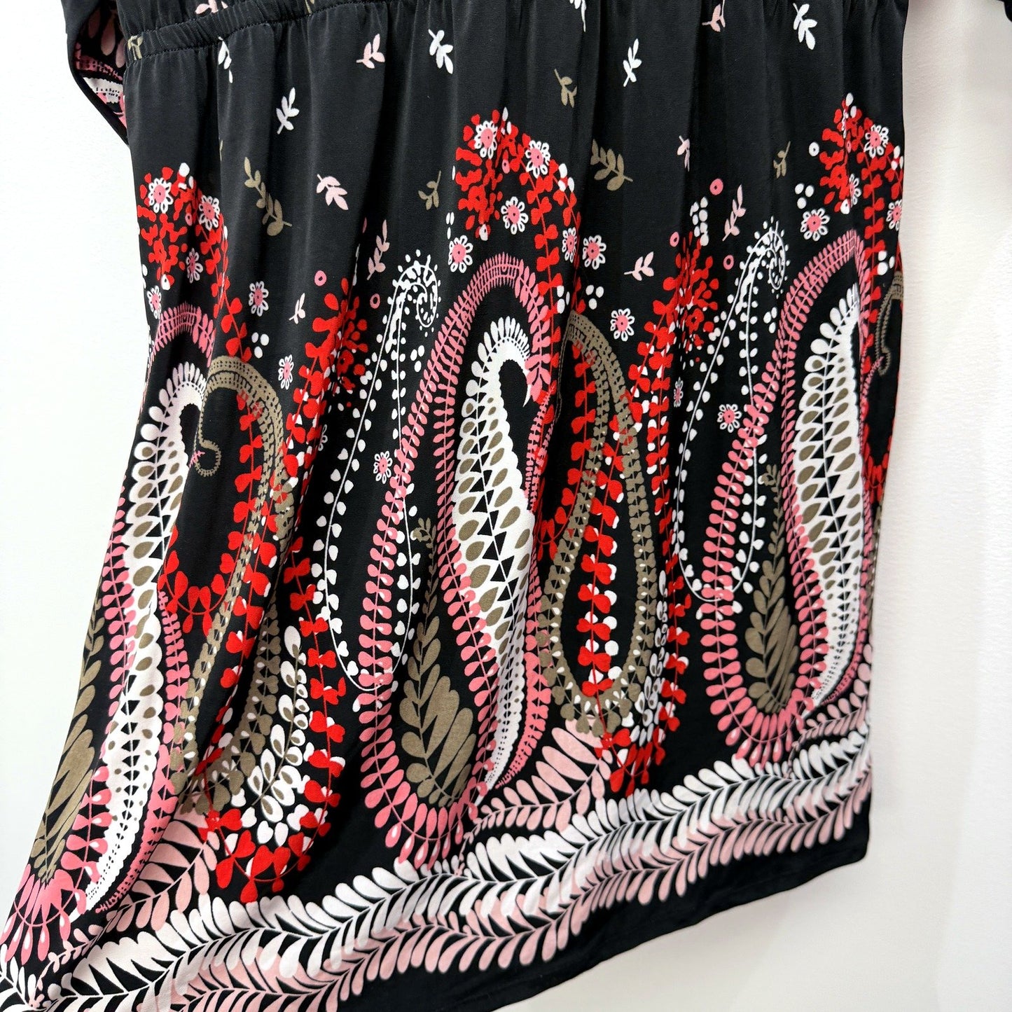 Majora Womens Patterned Midi Dress Floral Paisley Print Multi Color Size M