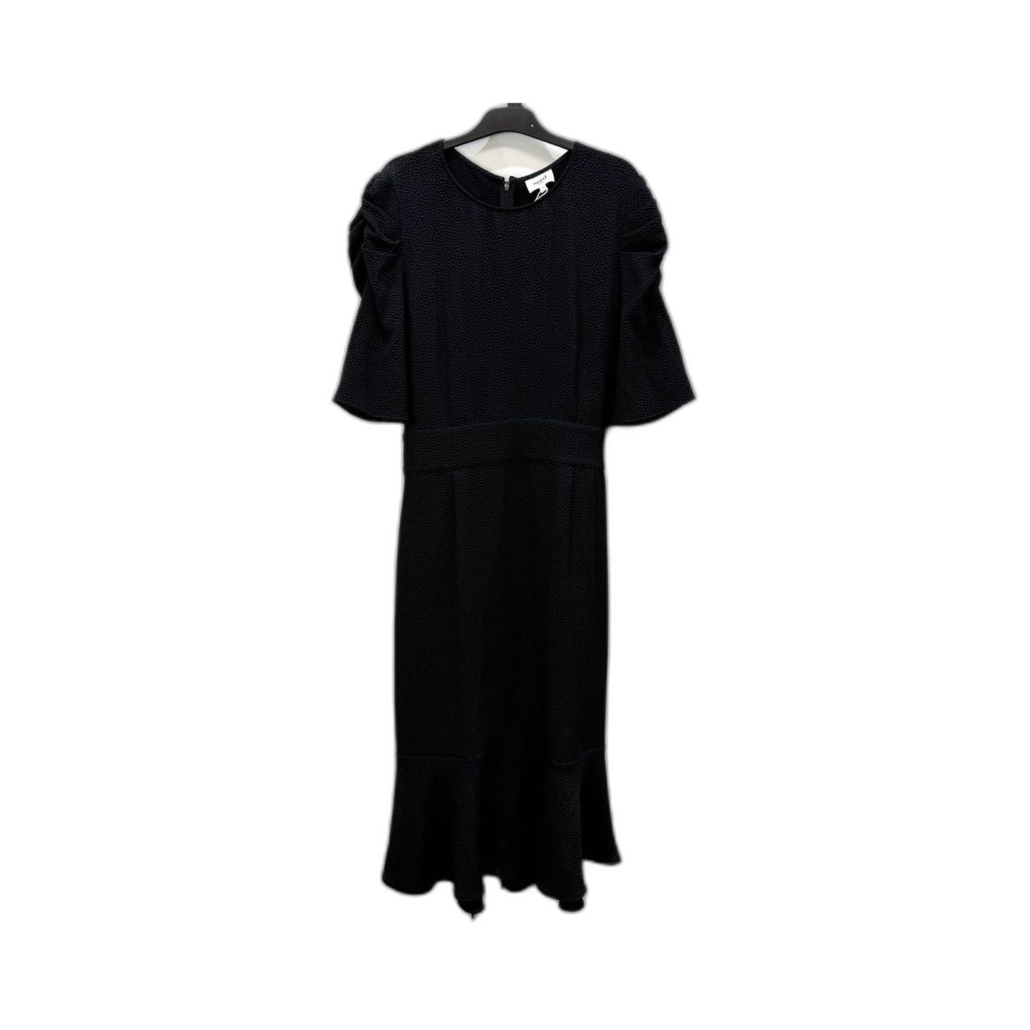 Seed Heritage Womens Puff Sleeve Midi Dress Flared Skirt Dark Blue Size 14 NEW