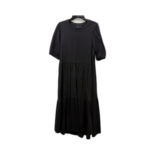 Decjuba Womens Tiered Puff Sleeve Midi Dress in Black for Small Size