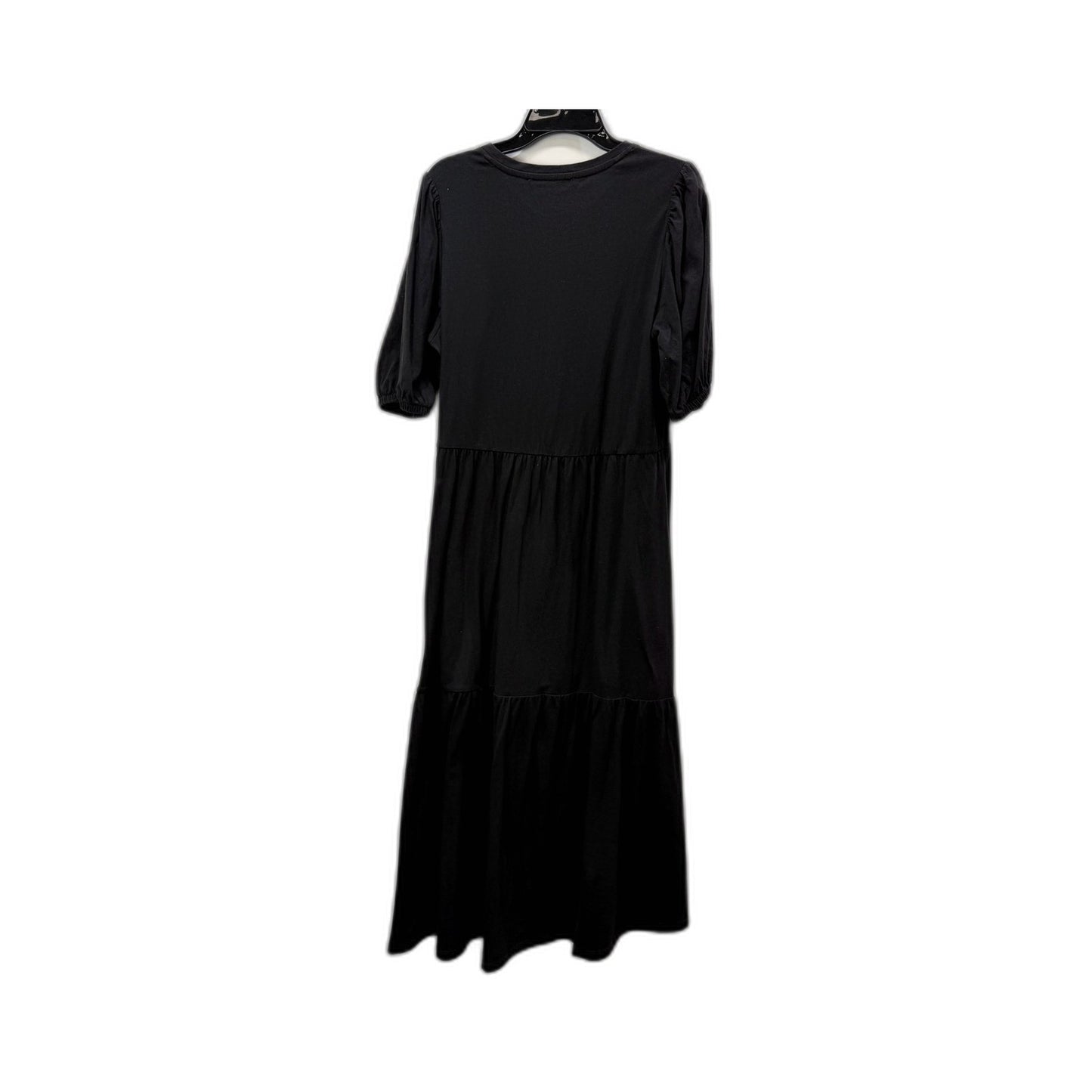 Decjuba Womens Tiered Puff Sleeve Midi Dress in Black for Small Size