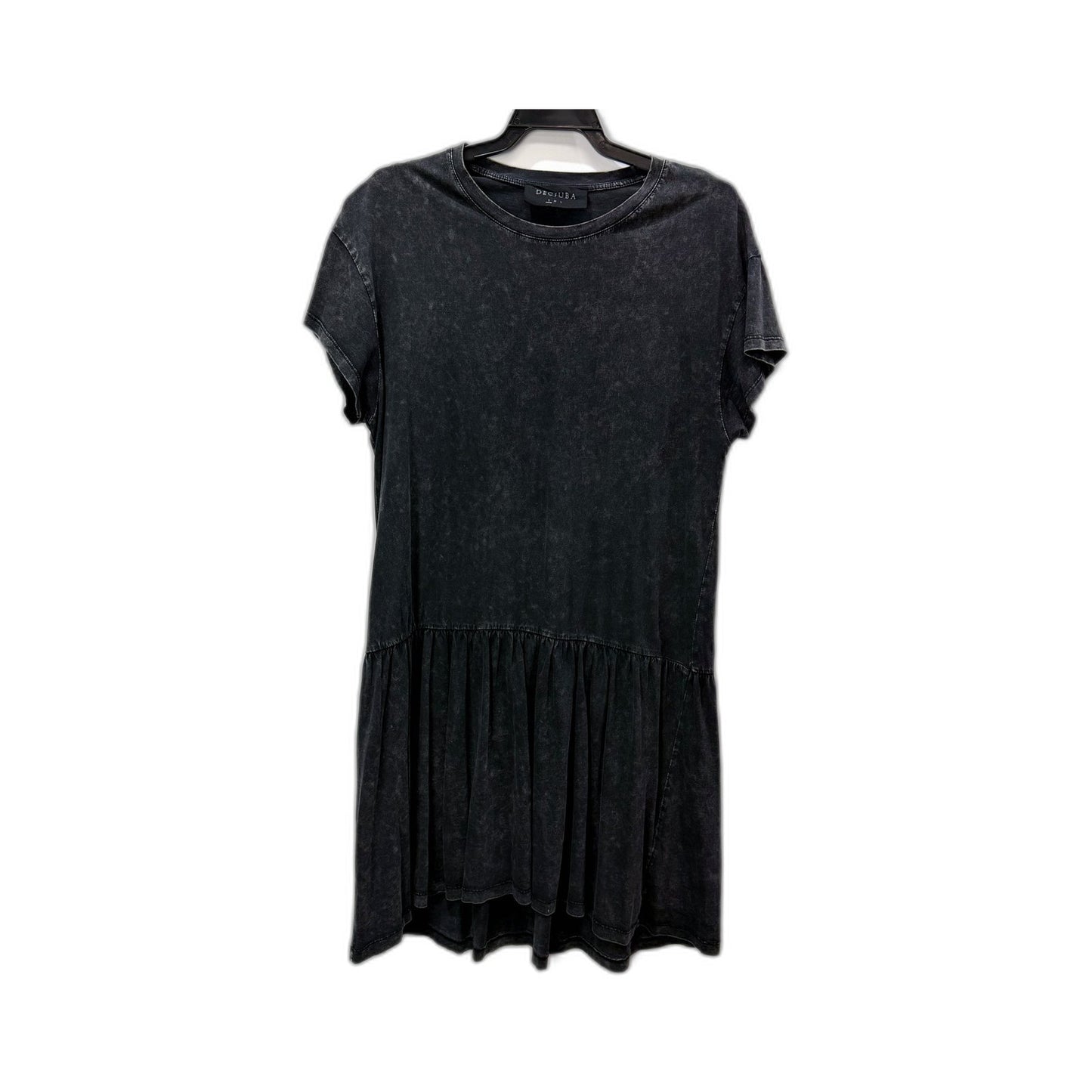 Decjuba Womens Pullover Midi Dress Ruffled Hem Cotton Drak Gray Marl Size S