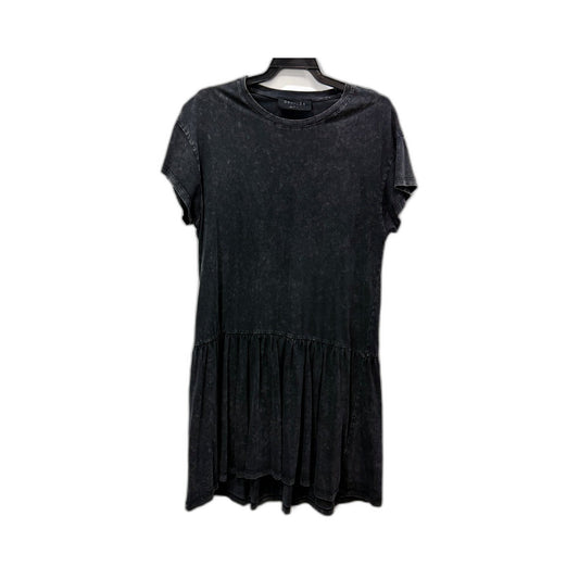 Decjuba Womens Pullover Midi Dress Ruffled Hem Cotton Drak Gray Marl Size S