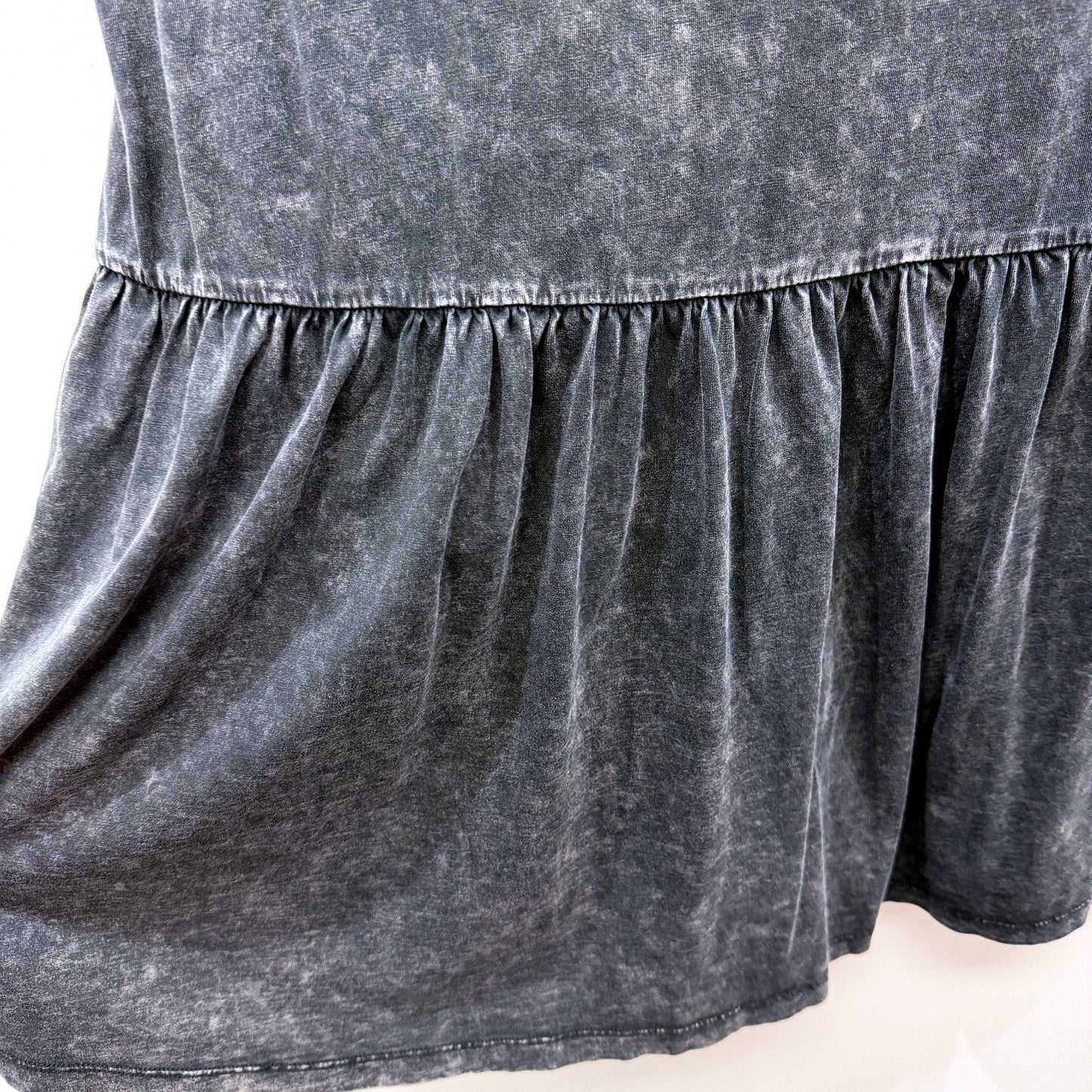 Decjuba Womens Pullover Midi Dress Ruffled Hem Cotton Drak Gray Marl Size S