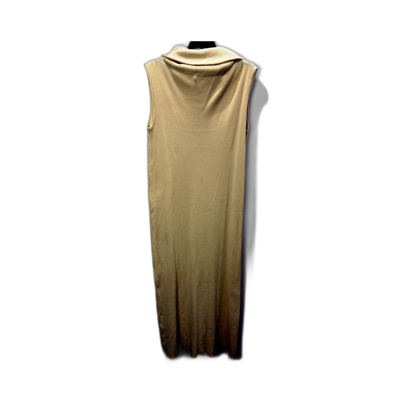 Zara Womens Sleeveless Turtleneck Knit Dress Casual Rayon Beige Size S