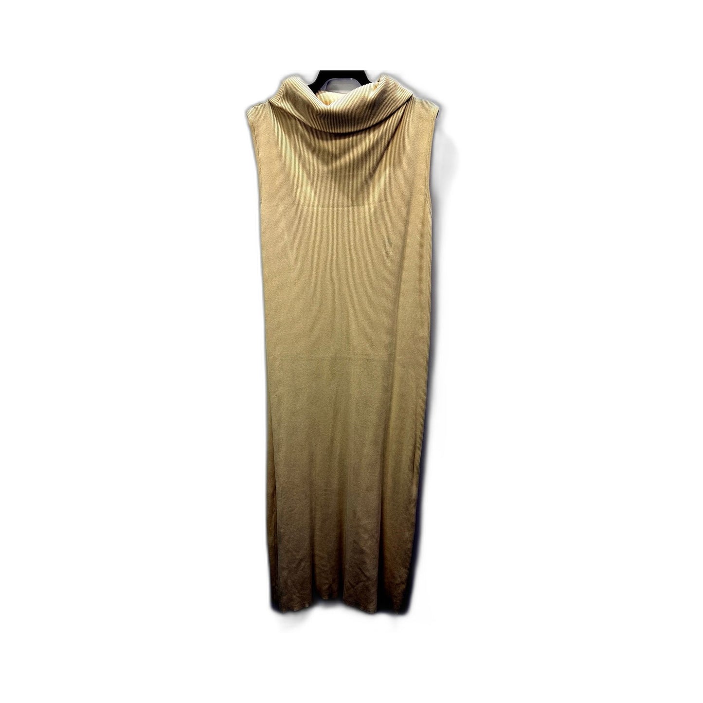 Zara Womens Sleeveless Turtleneck Knit Dress Casual Rayon Beige Size S