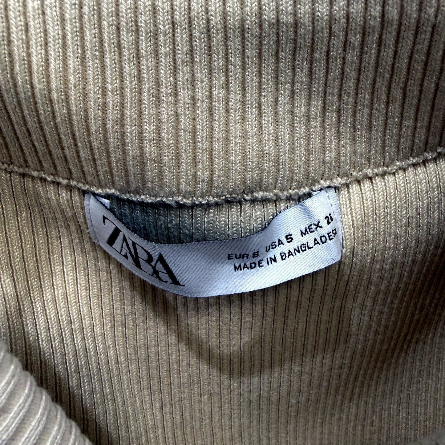 Zara Womens Sleeveless Turtleneck Knit Dress Casual Rayon Beige Size S