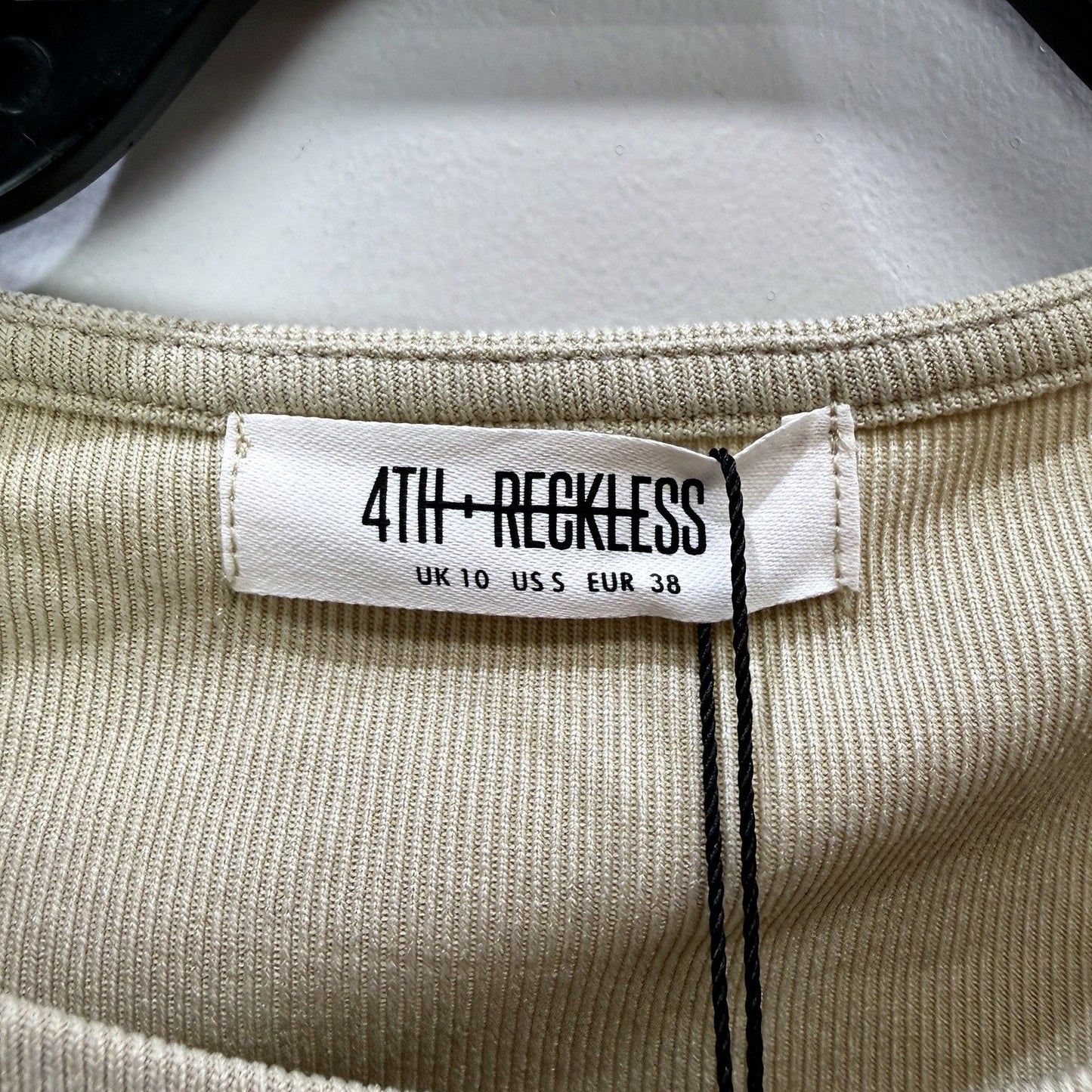 4th + Reckless Womens Beige Nude Rib Jersey Bodycon Dress Size 10 NEW