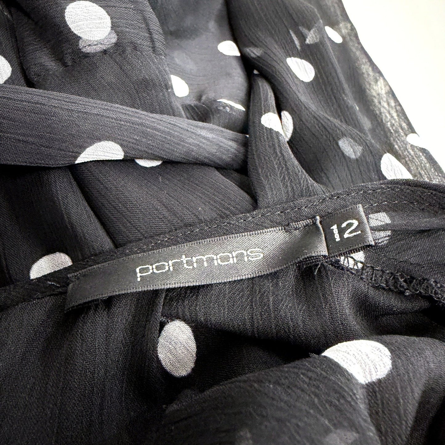 Portmans Womens Polka Dot Midi Dress Black and White Casual Feminine Size 12 NEW