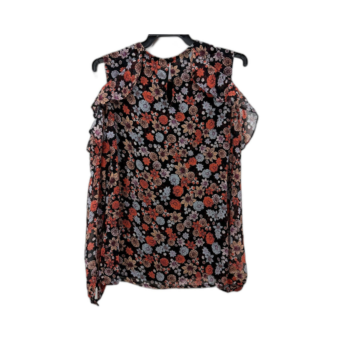 Bardot Womens Floral Ruffle Sleeve Cold Shoulder Twiggy Top Size 6 NEW