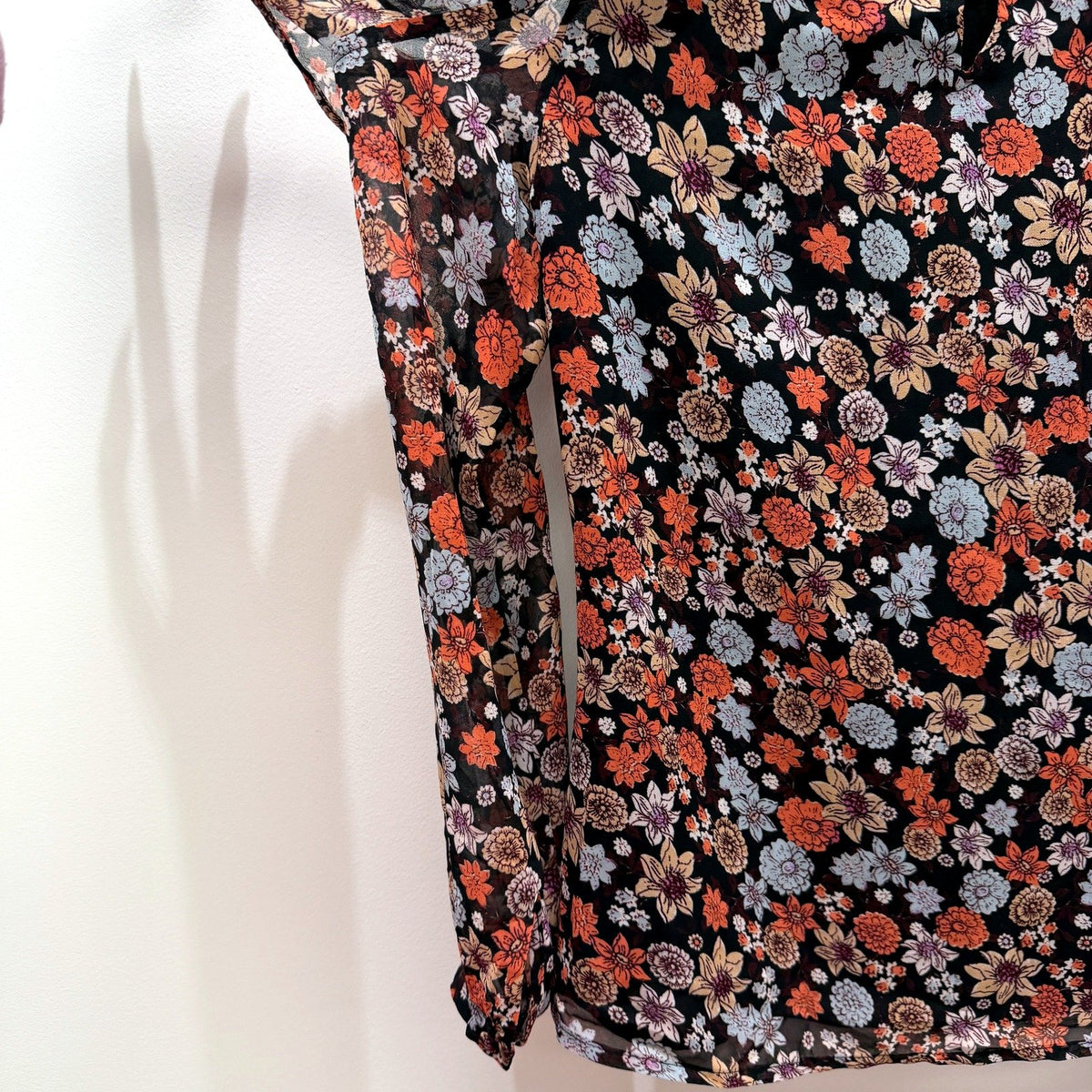 Bardot Womens Floral Ruffle Sleeve Cold Shoulder Twiggy Top Size 6 NEW