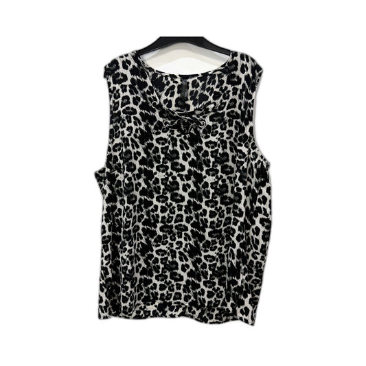 Crossroads Womens Sleeveless Leopard Print Top Casual Lightweight Black White