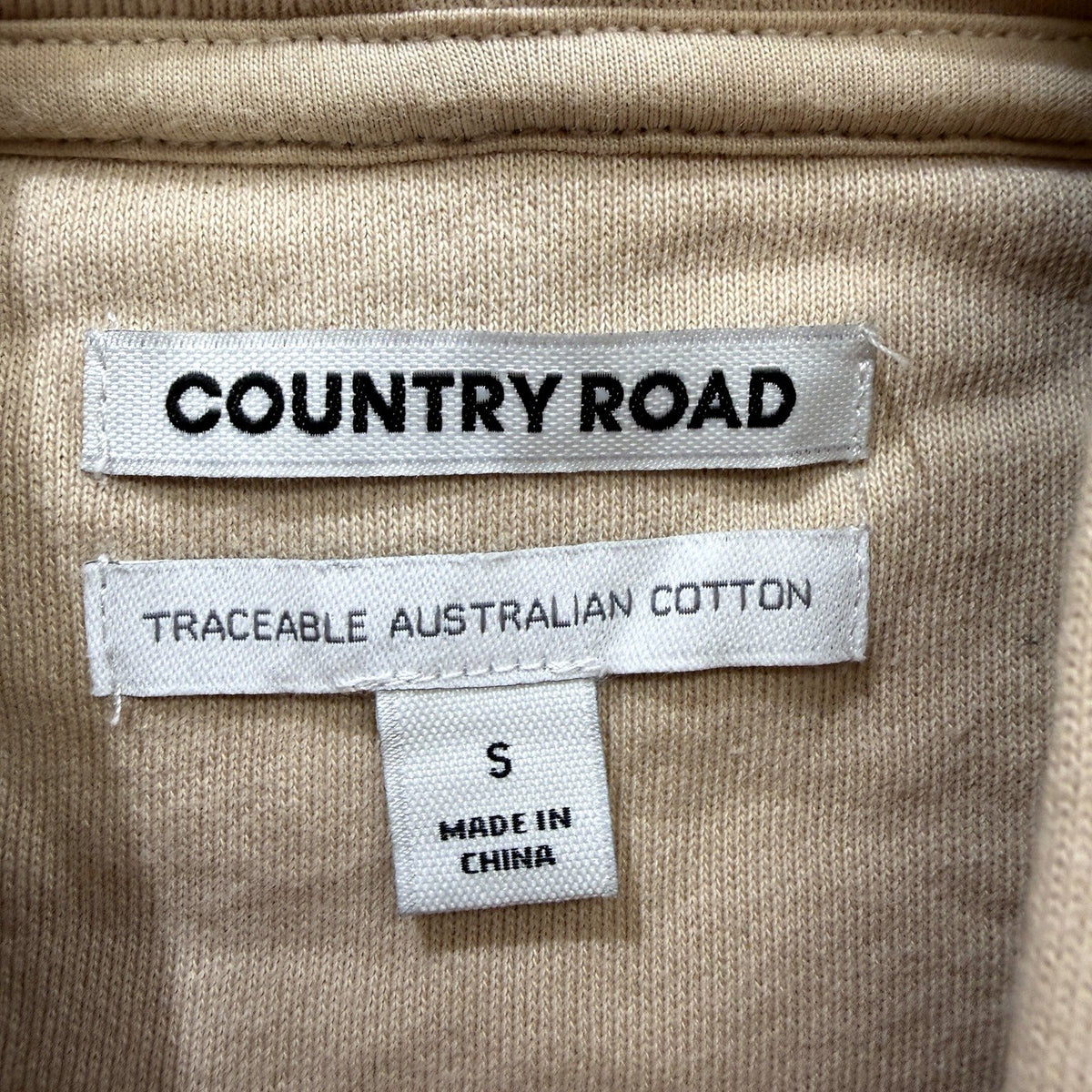 Country Road Womens Beige Cotton Pullover Sweatshirt for Small Size