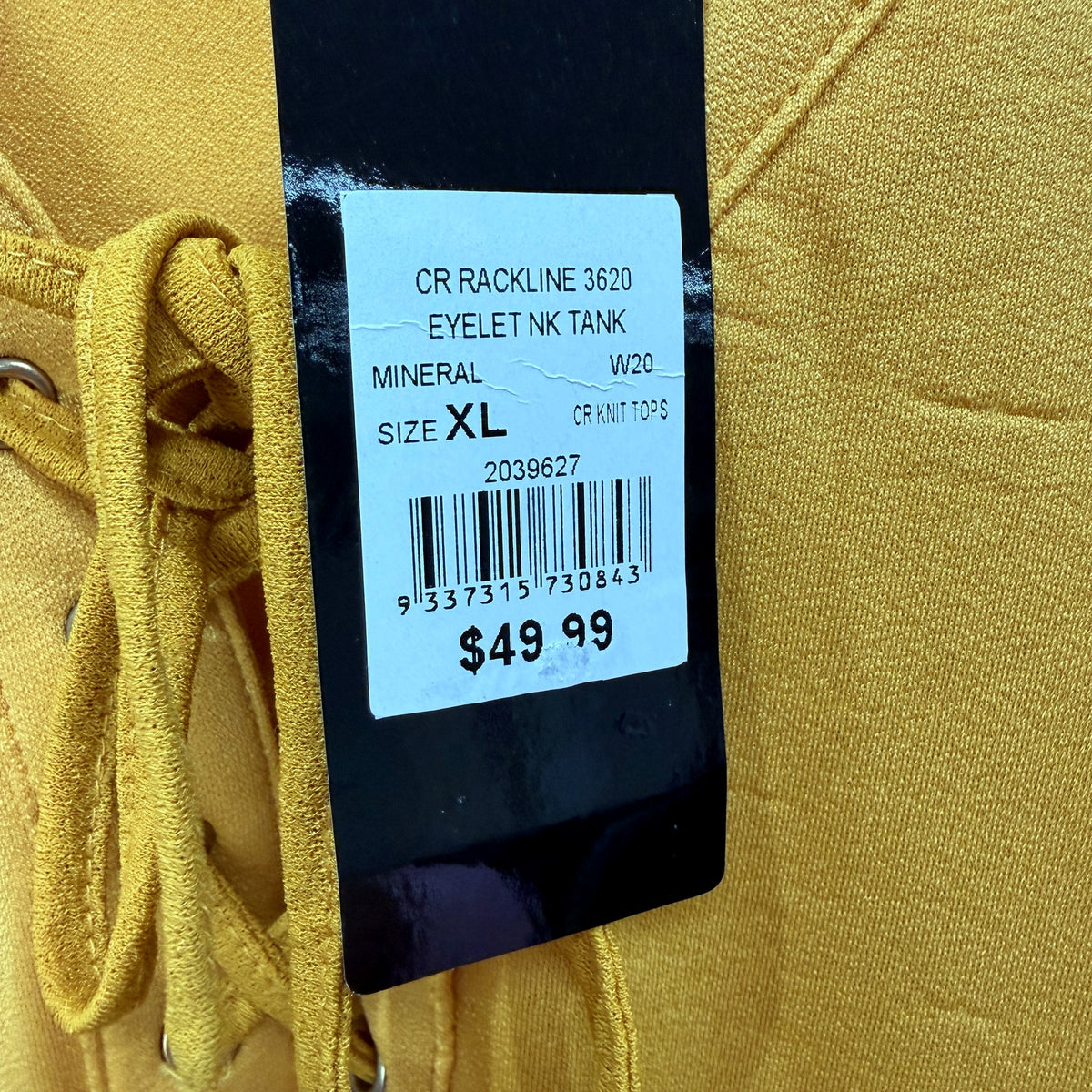 Crossroads Womens Oversized Mustard Yellow Tank Blouse in XL Size NEW
