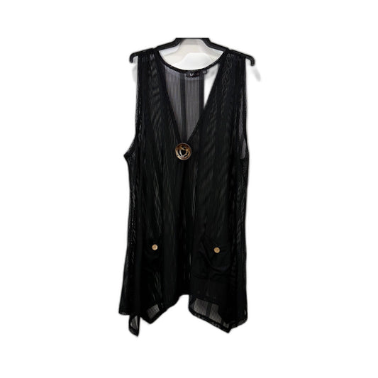 Lillia Womens Mesh Tank Top, Black Sleeveless Cotton Elastane XXL NEW