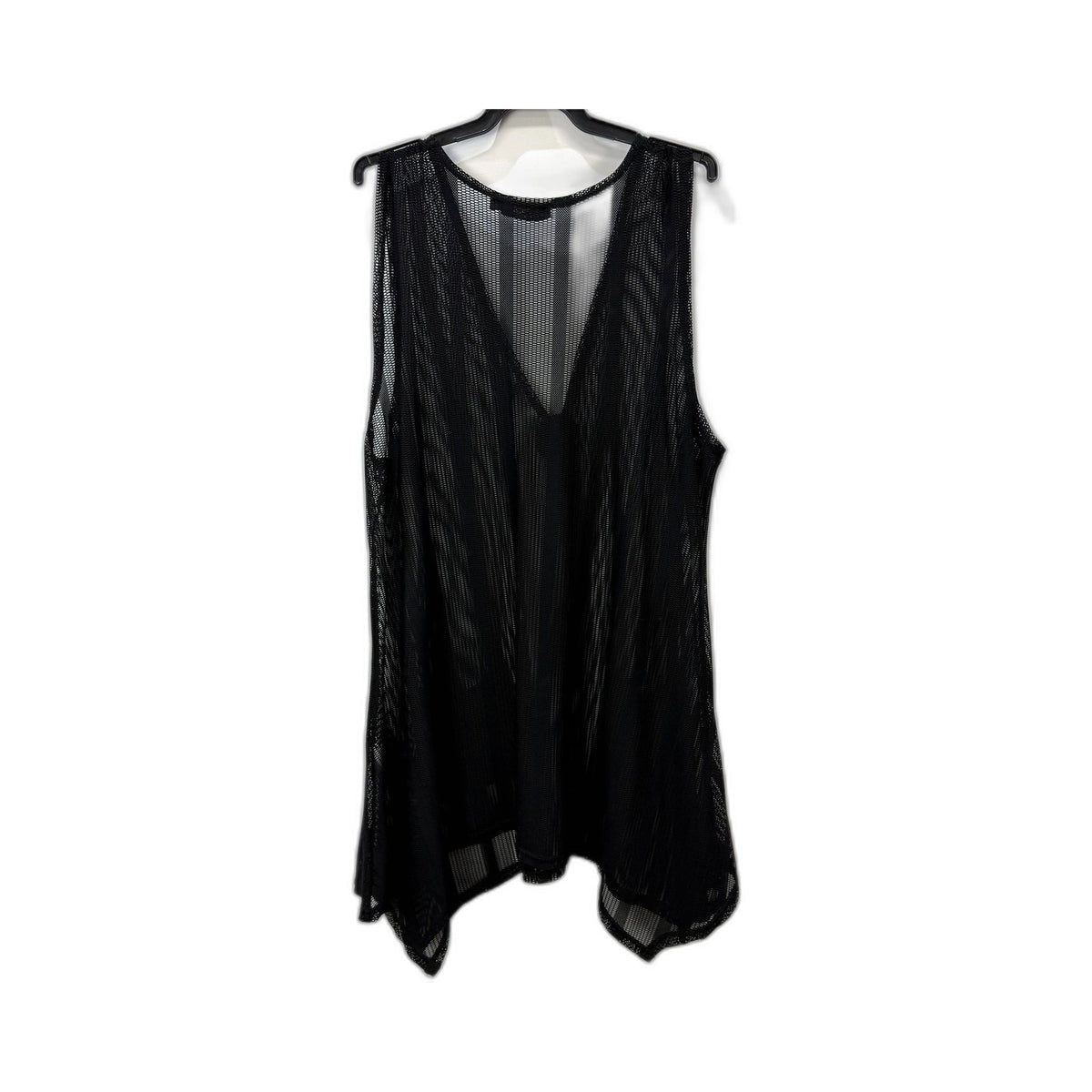 Lillia Womens Mesh Tank Top, Black Sleeveless Cotton Elastane XXL NEW