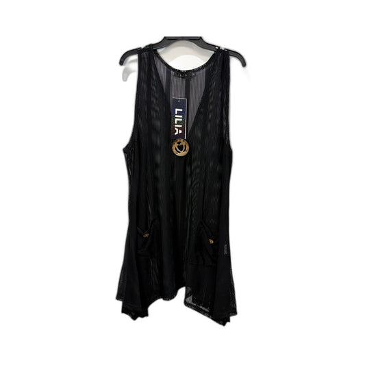 Lilia Womens Mesh Tank Top - Sleeveless, Loose Fit, Black, Size M NEW