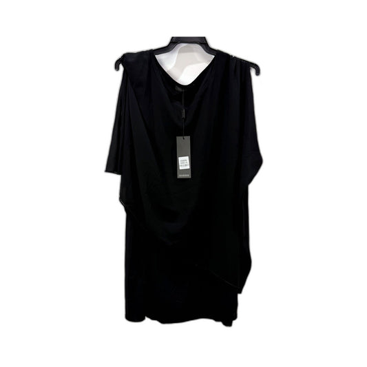Whispers Womens Dual Layered Blouse Oversized Pullover Sweatshirt Black NEW