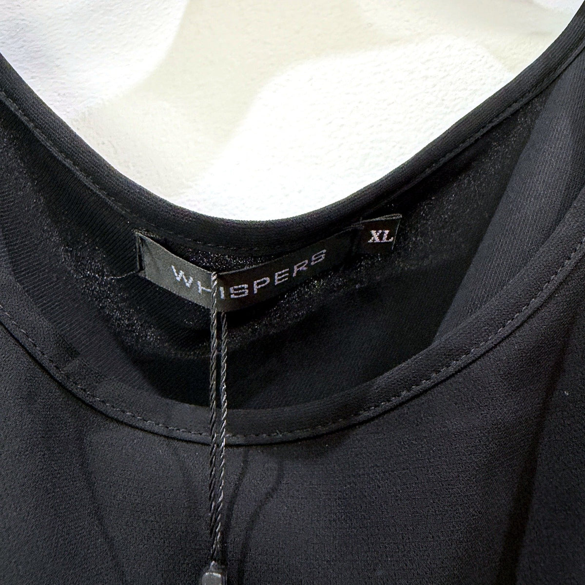 Whispers Womens Dual Layered Blouse Oversized Pullover Sweatshirt Black NEW