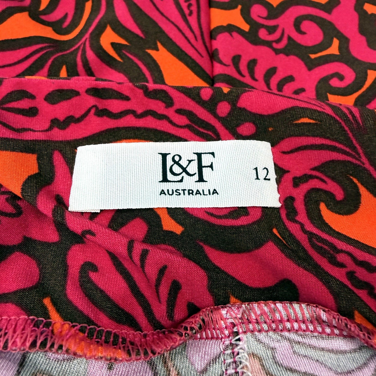 L&F Womens Paisley Print Leggings Stretchy Comfortable Soft Multi Color Size 12