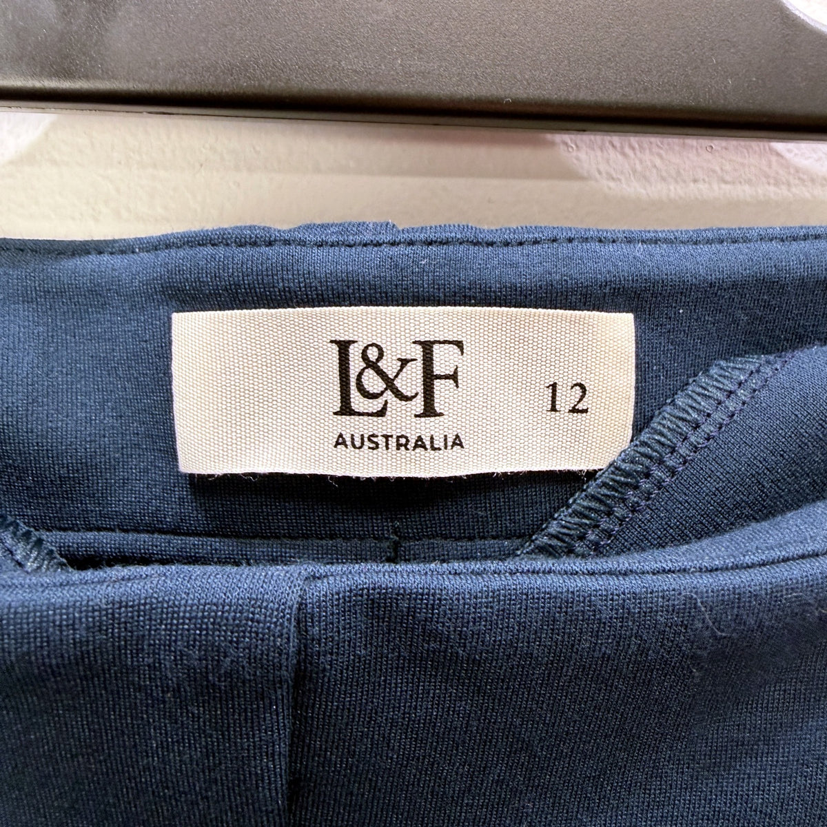 L&F Womens Navy Ponte Pants with Elastic Waist, Size 12