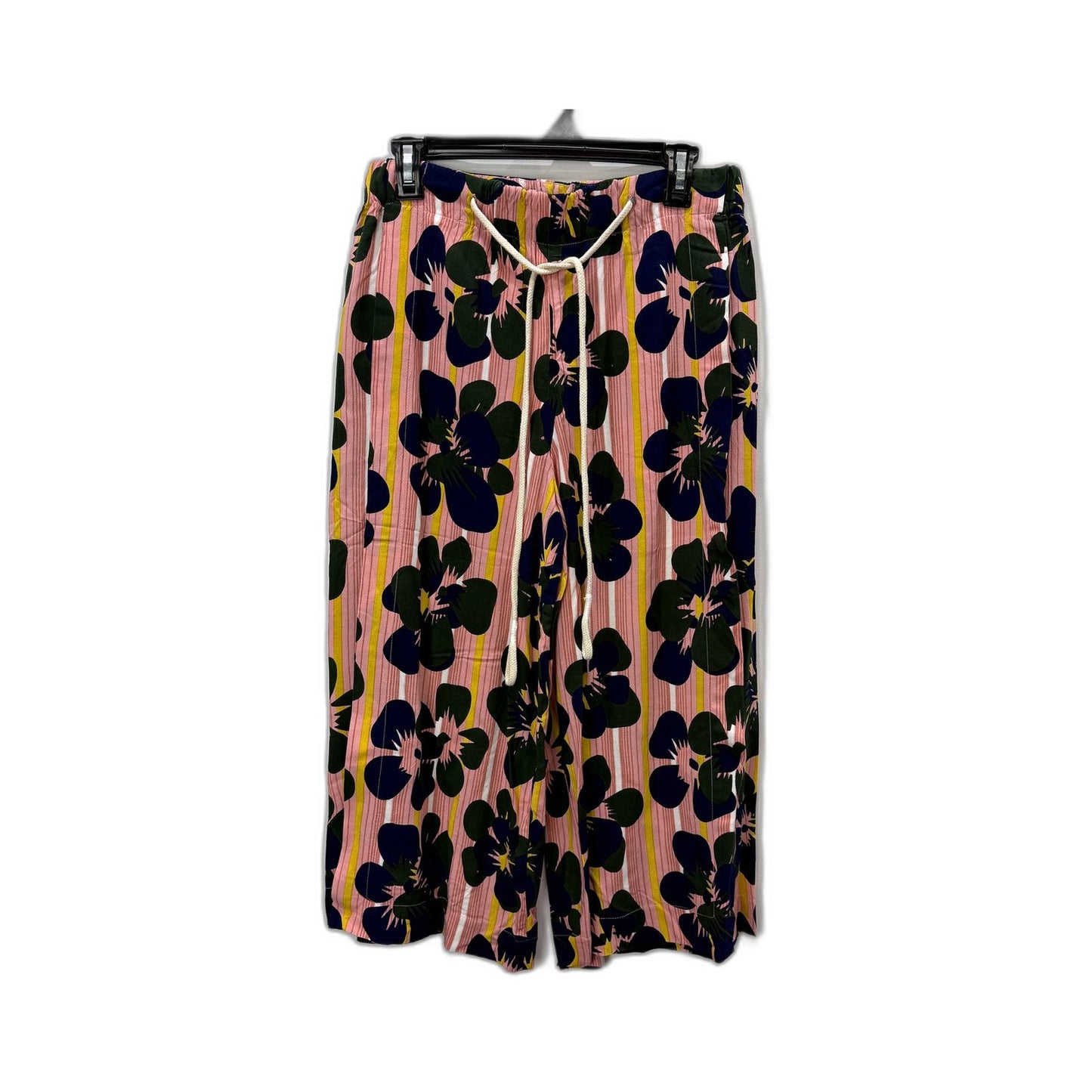 Ellis & Dewey Womens Floral Print Pleated Culottes Drawstring Loose Pants NEW