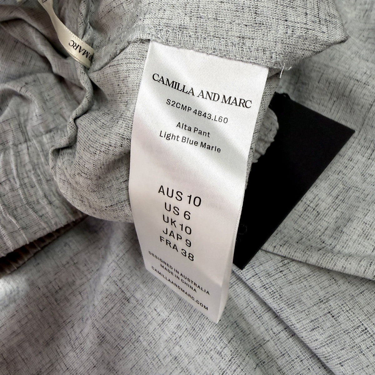 Camilla and Marc Womens Alta Soft Suiting Pant Light Blue Marle Size AUS 10 NEW