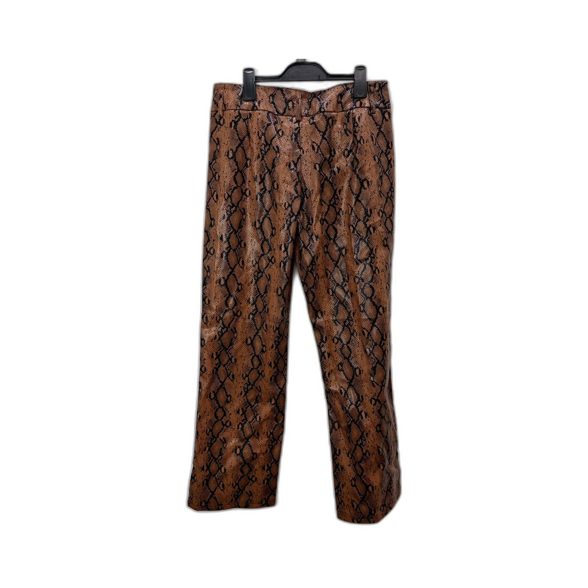 Alice in the Eve Womens Snake Print Faux Leather Pants Brown Black Size L NEW
