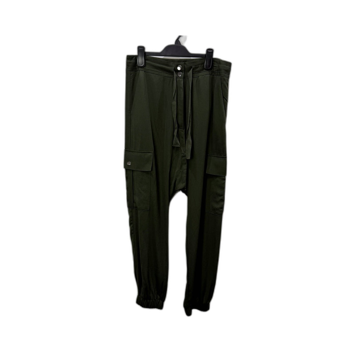 Decjuba Womens Soft Cotton Cargo Jogger Pants in Mossgreen, Size 10 NEW