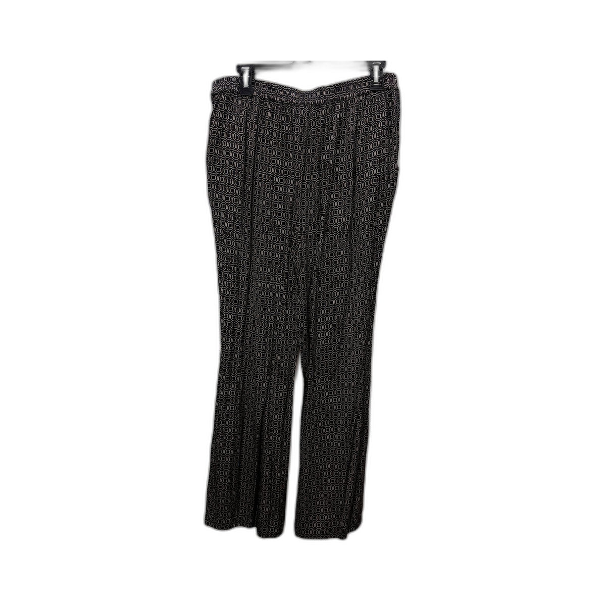 Decjuba Womens Geometric Print Palazzo Pants Wide Leg Black and White Size M