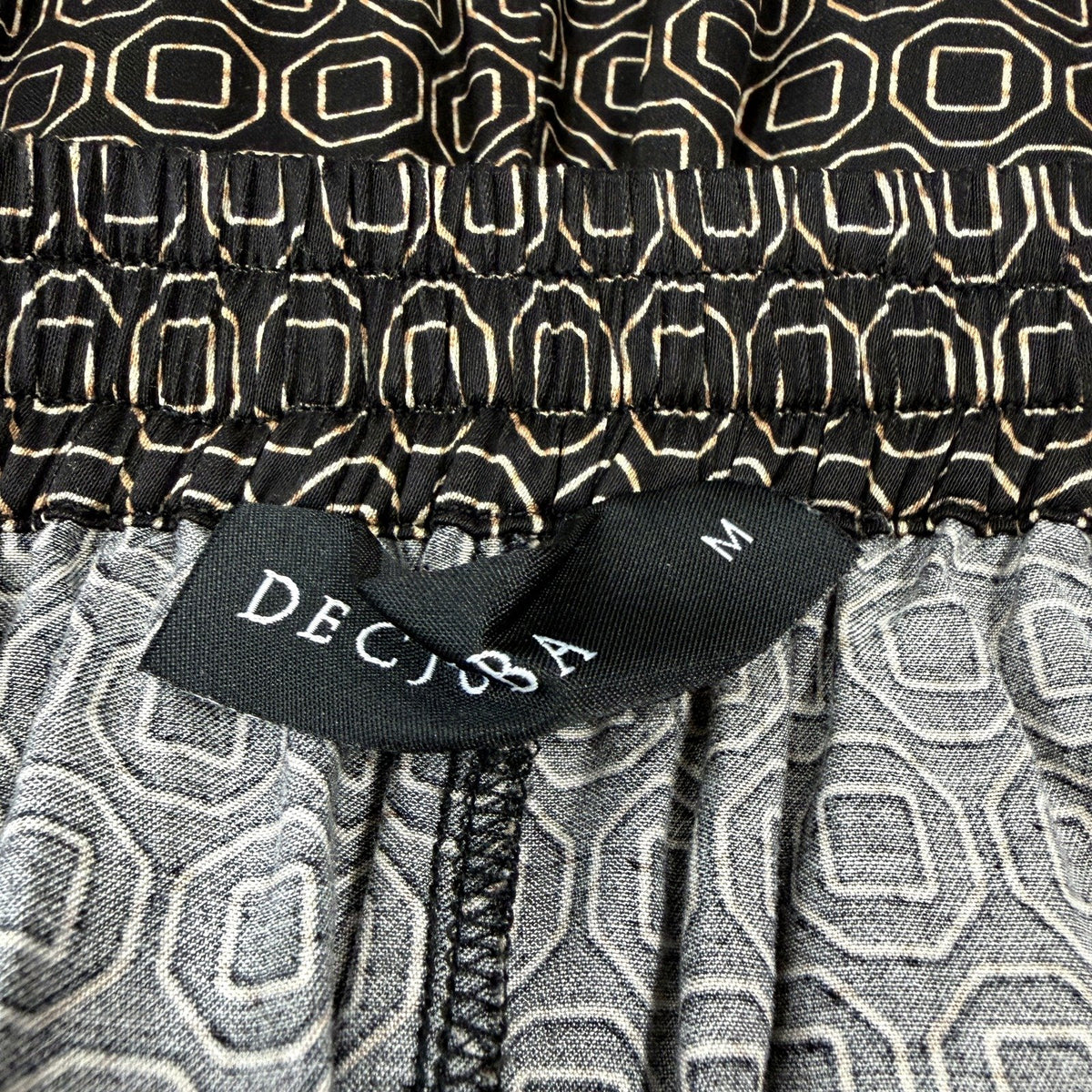 Decjuba Womens Geometric Print Palazzo Pants Wide Leg Black and White Size M