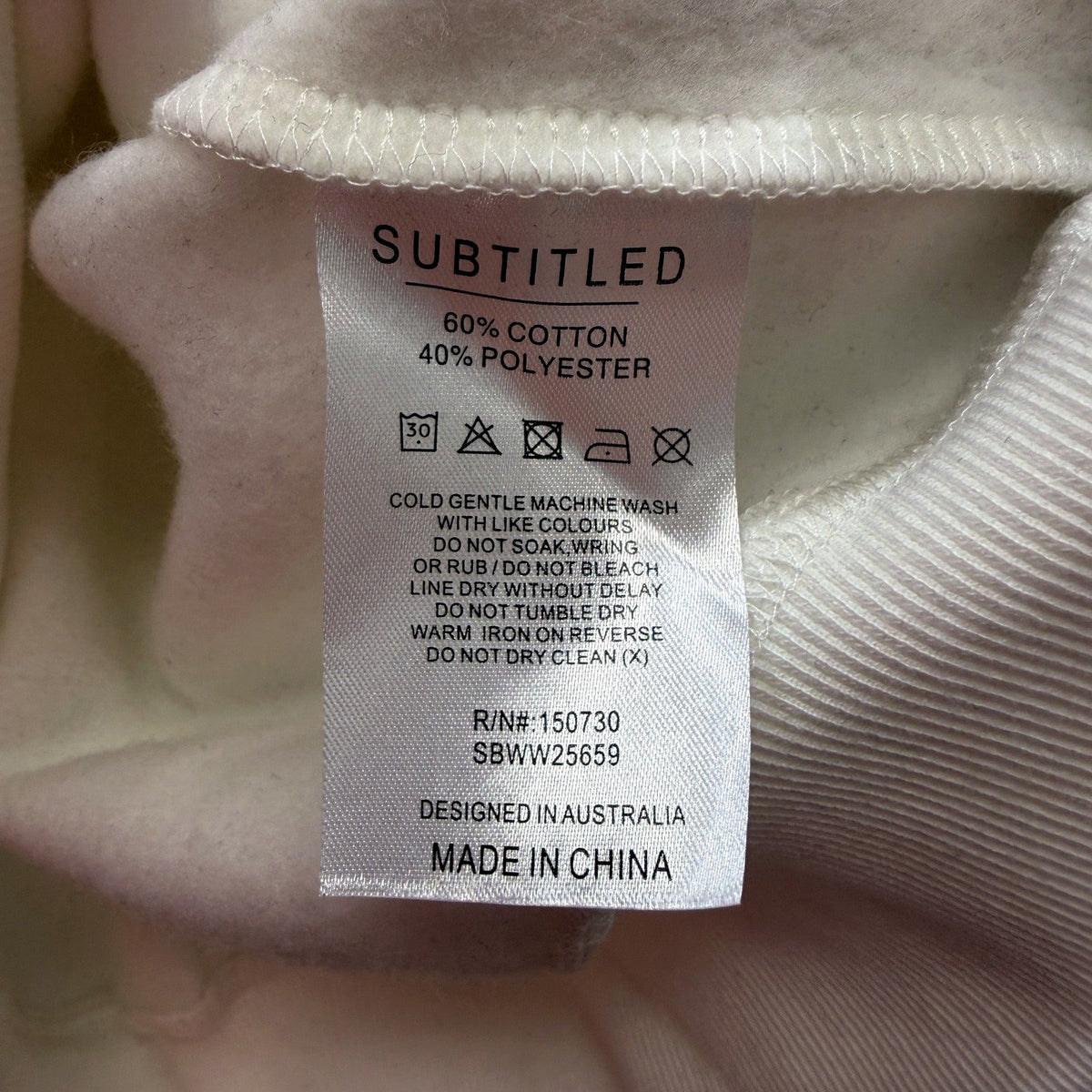 Subtitled Womens Zipped Sweatshirt Casual Athletic Hoodie White Size L NEW