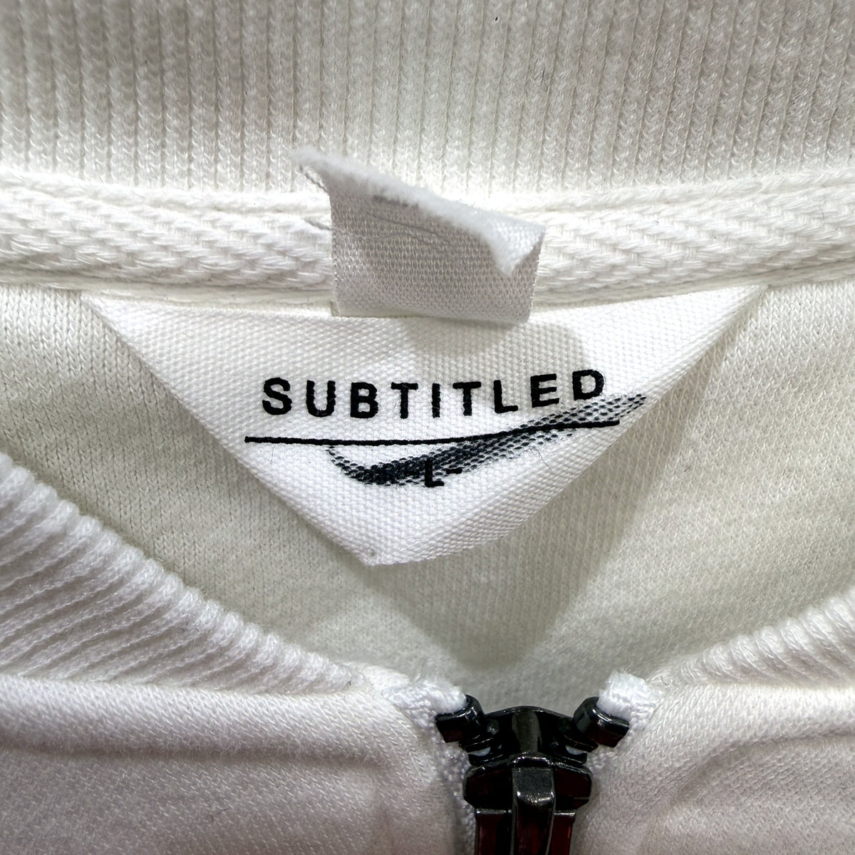 Subtitled Womens Zipped Sweatshirt Casual Athletic Hoodie White Size L NEW