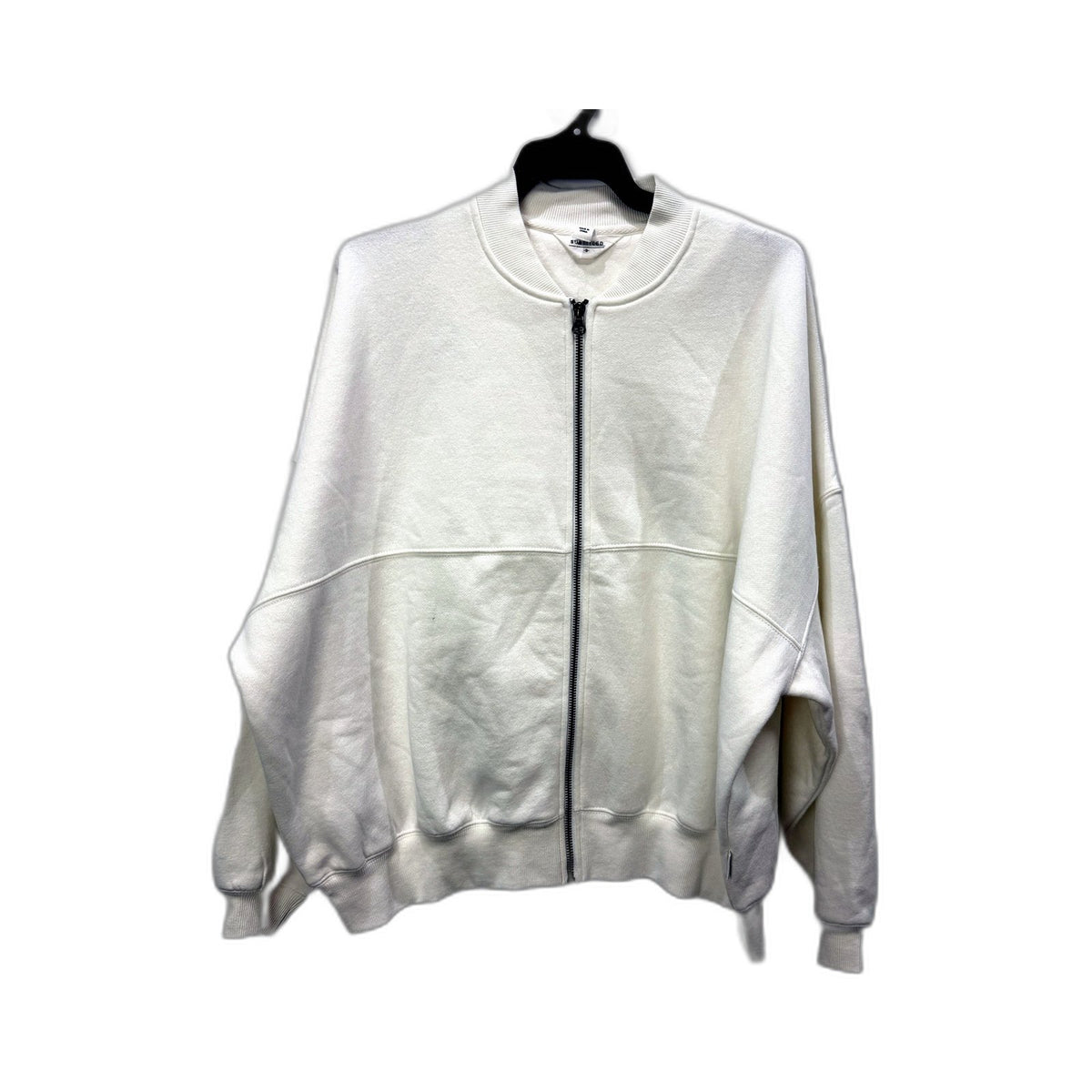 Subtitled Womens Zip Up Sweatshirt Casual Comfortable White Cotton Blend NEW
