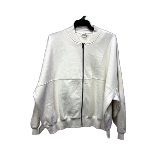 Subtitled Womens Zip Up Sweatshirt Casual Comfortable White Cotton Blend NEW