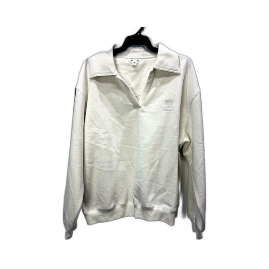 Subtitled Womens Open Collar Sweatshirt Casual Cotton Blend White Size S NEW