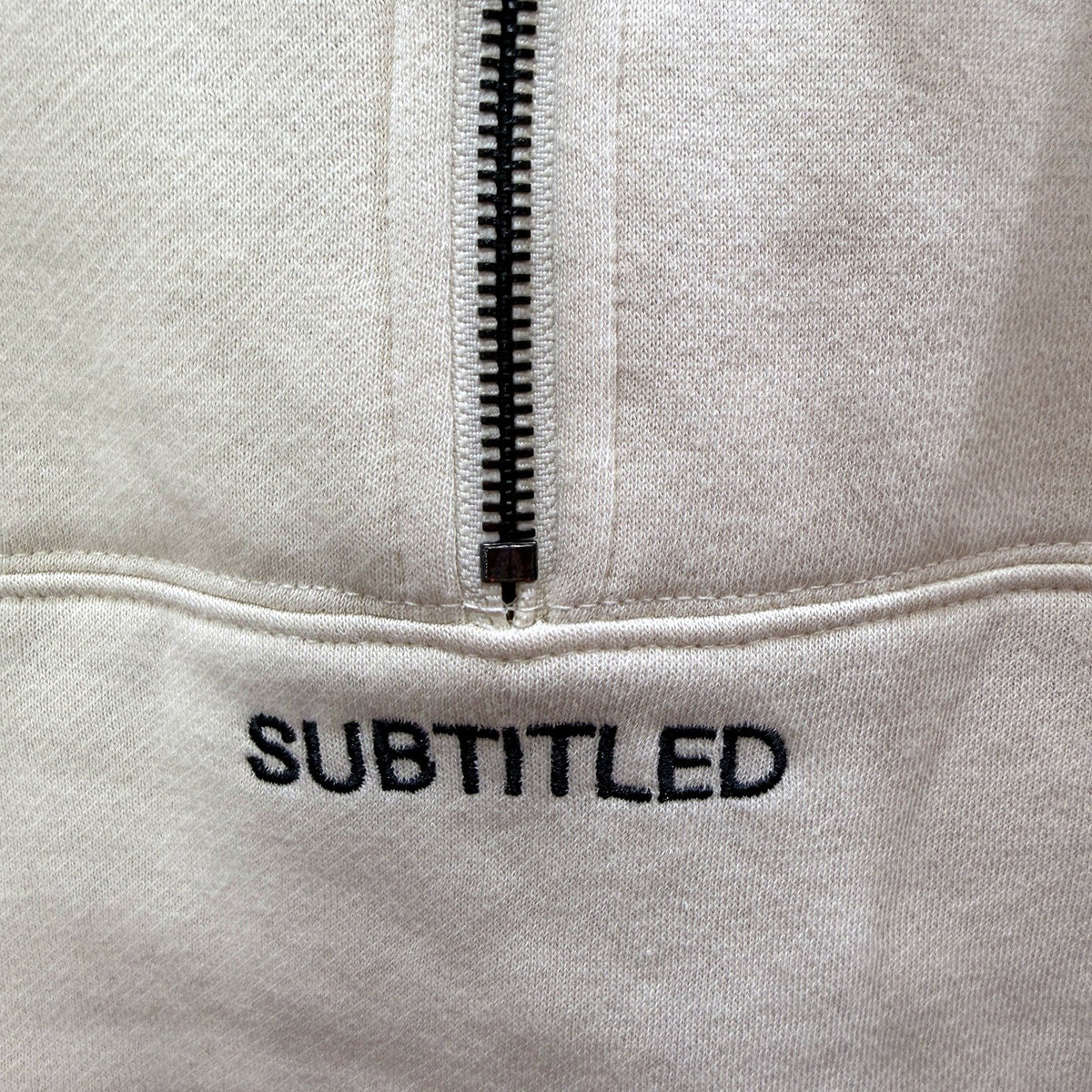 Subtitled Womens Quarter Zip Sweatshirt Beige Casual Comfortable Size XS NEW