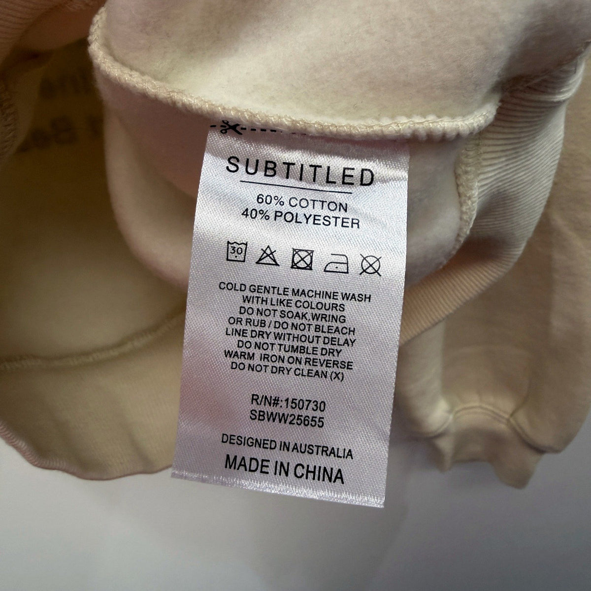 Subtitled Womens Quarter Zip Sweatshirt Beige Casual Comfortable Size XS NEW