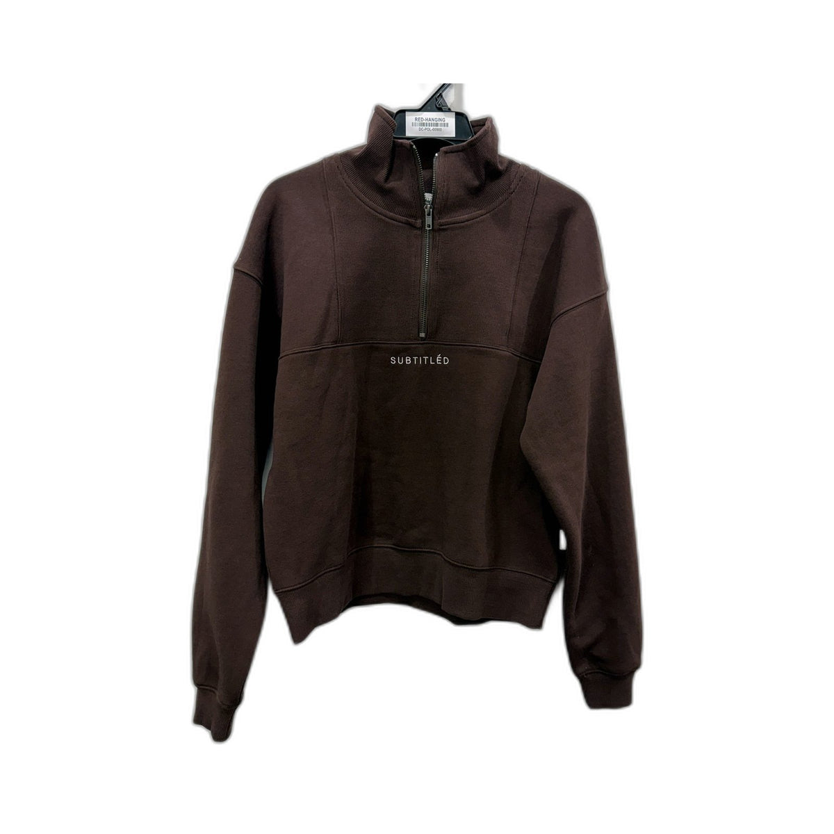 Subtitled Womens Quarter Zip Sweatshirt Brown Lightweight Casual Size XS NEW