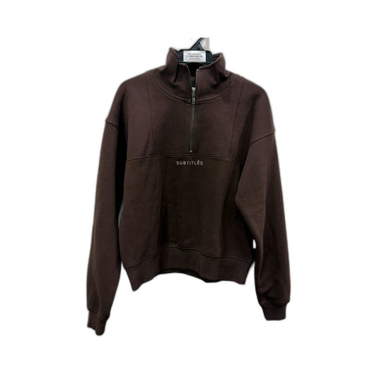 Subtitled Womens Quarter Zip Sweatshirt Brown Lightweight Casual Size XS NEW