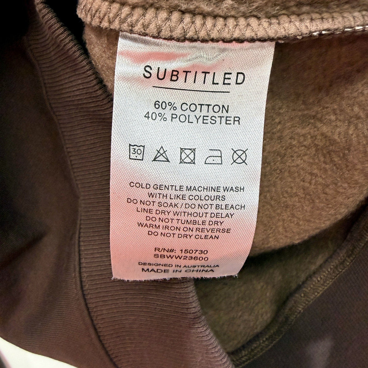 Subtitled Womens Quarter Zip Sweatshirt Brown Lightweight Casual Size XS NEW