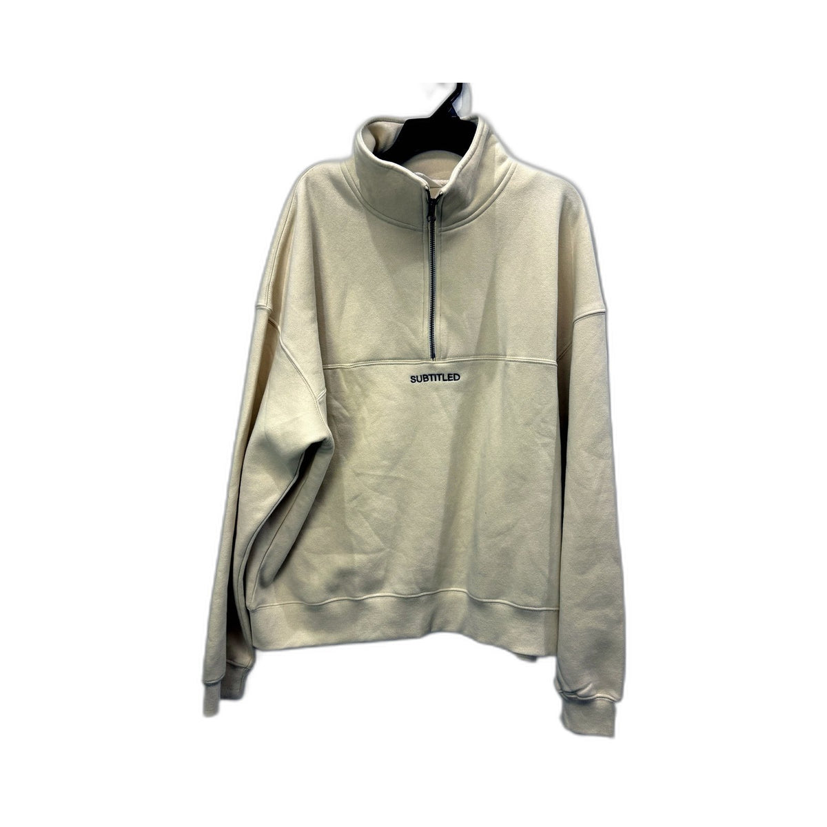 Subtitled Womens Beige Quarter Zip Sweatshirt Casual Pullover Top Size XL NEW