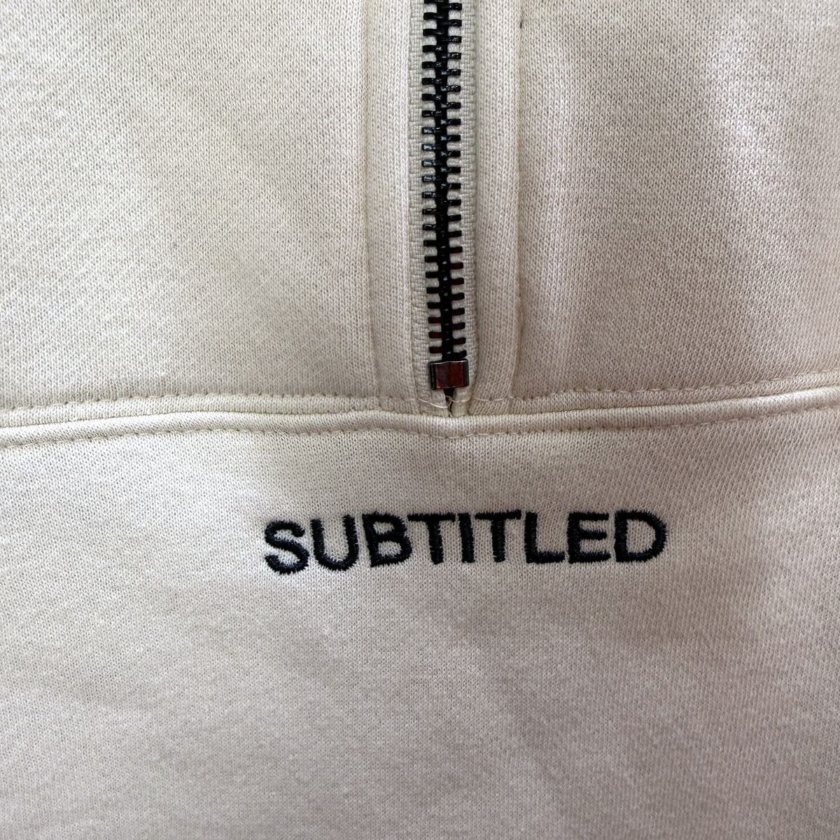 Subtitled Womens Beige Quarter Zip Sweatshirt Casual Pullover Top Size XL NEW