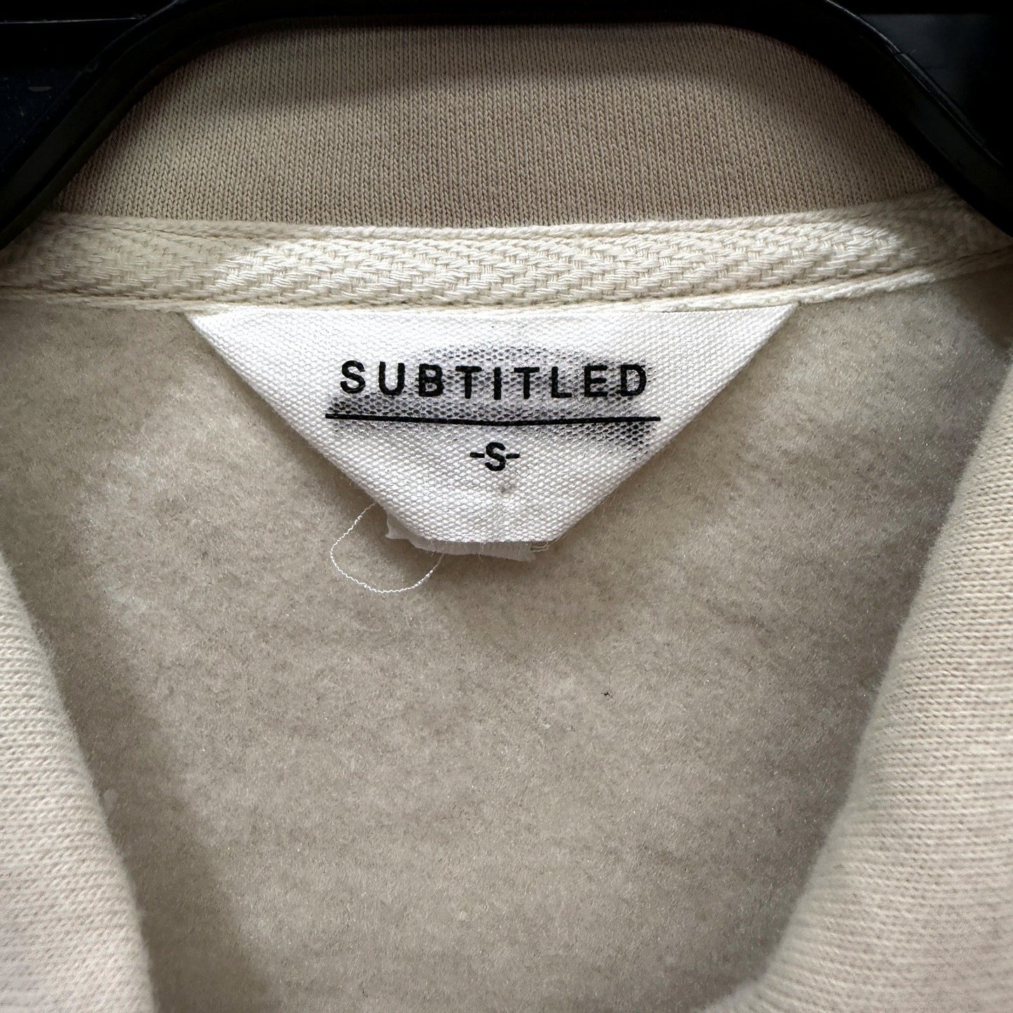 Subtitled Womens Beige Pullover Sweatshirt Casual Cotton Blend S Size NEW