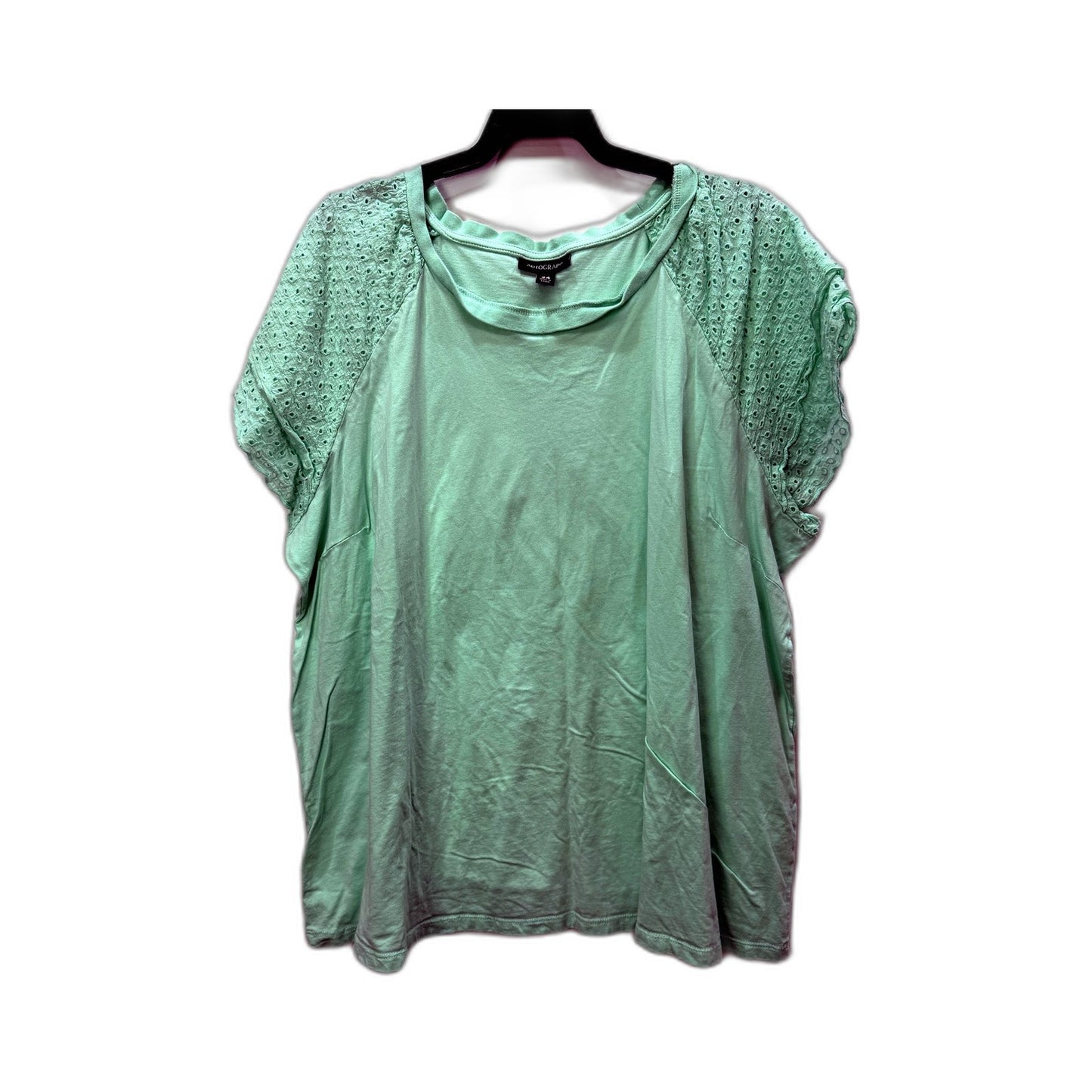 Autograph Womens T-Shirt Puff Sleeve Pullover Sweatshirt Light Green Cotton
