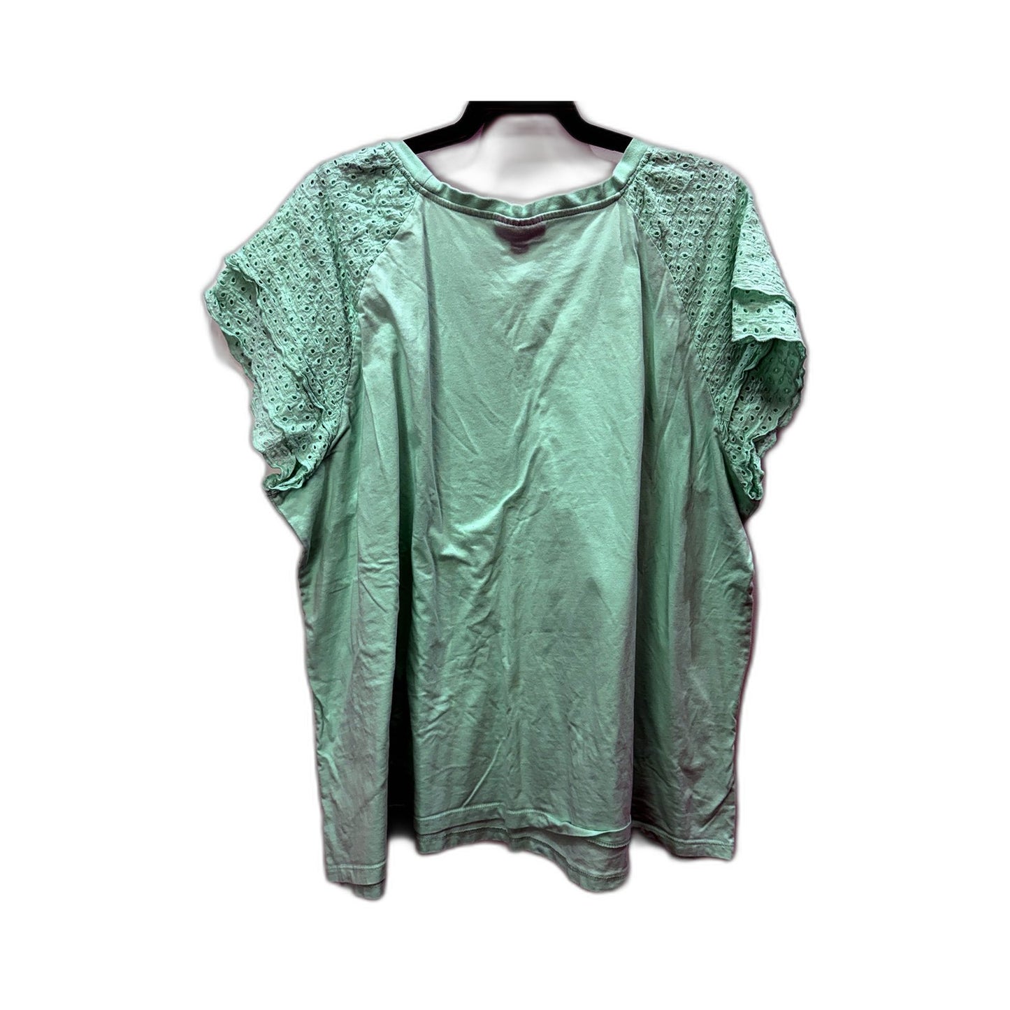 Autograph Womens T-Shirt Puff Sleeve Pullover Sweatshirt Light Green Cotton