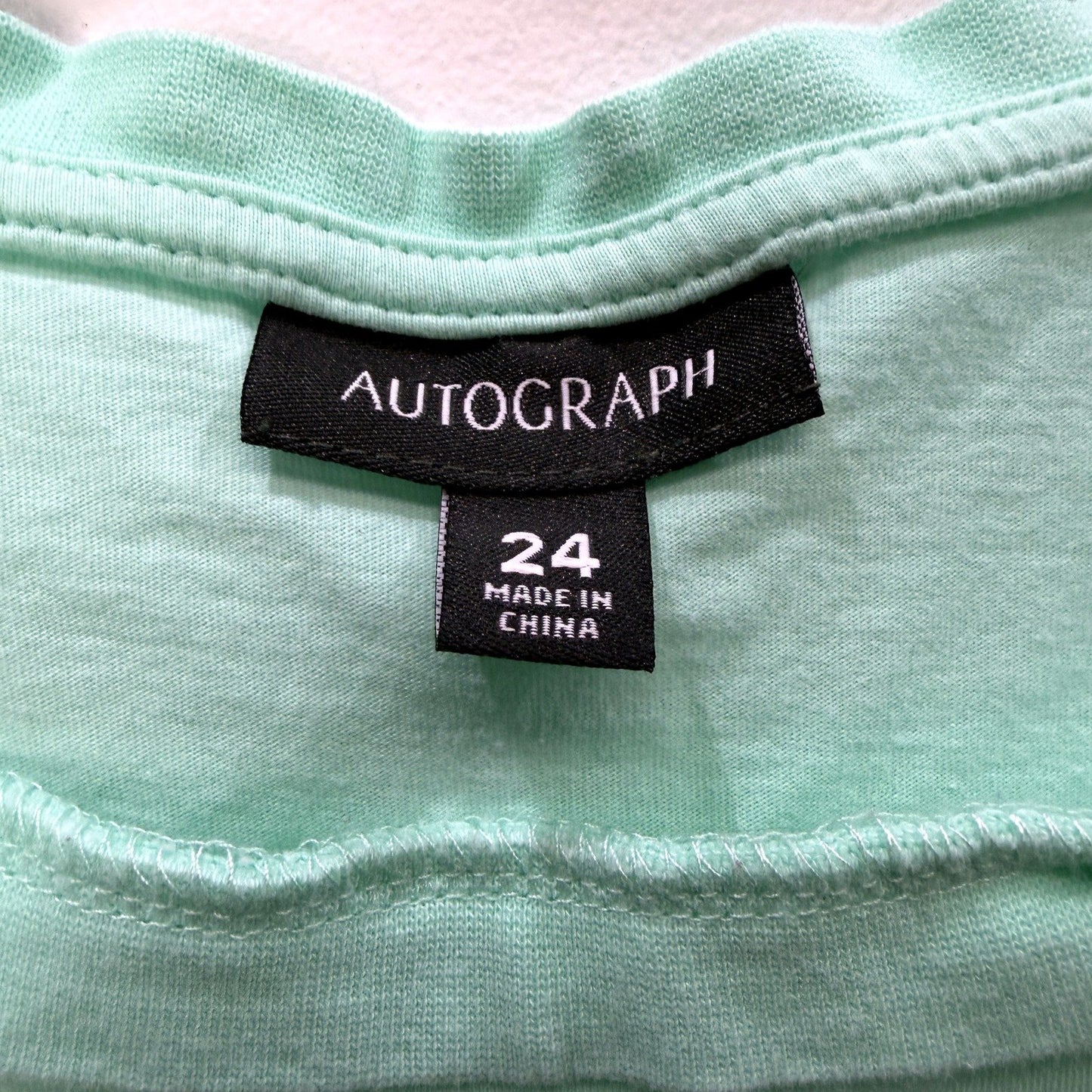 Autograph Womens T-Shirt Puff Sleeve Pullover Sweatshirt Light Green Cotton