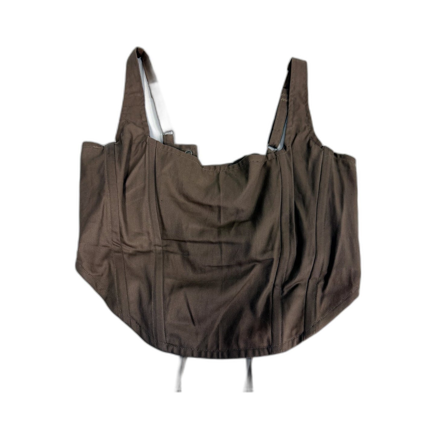 Lis & Co. Womens Spined Corset Crop Top in Brown, Cotton, Size Medium