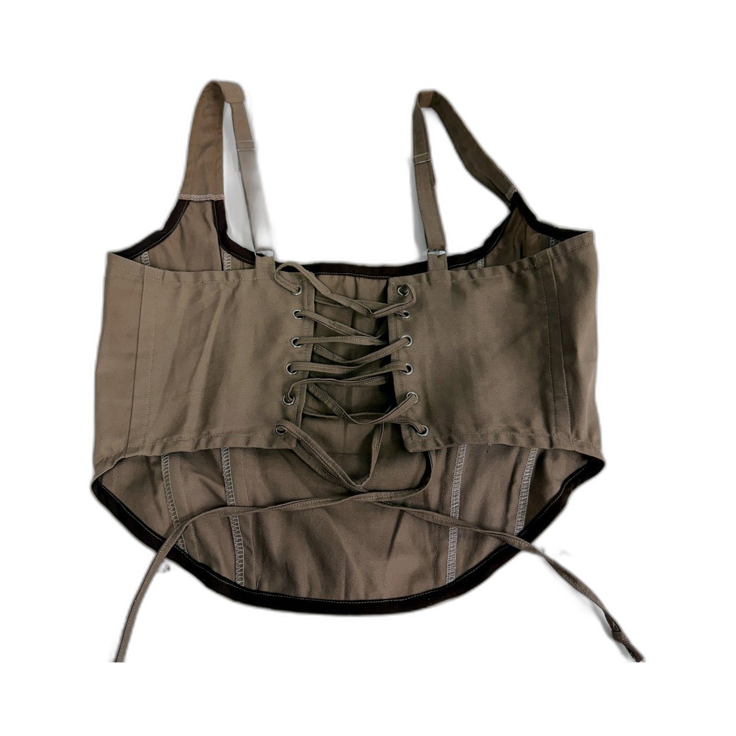 Lis & Co. Womens Spined Corset Crop Top in Brown, Cotton, Size Medium