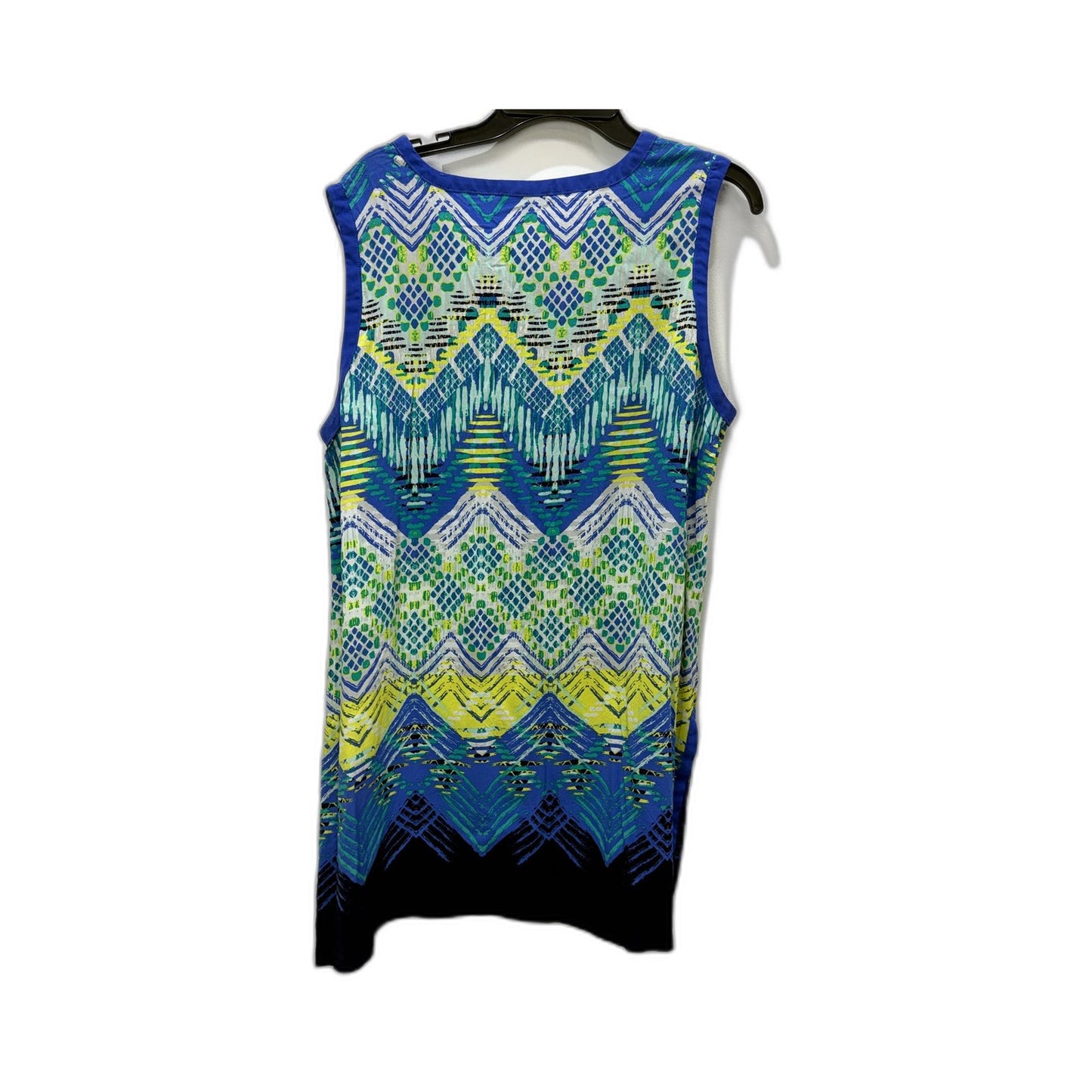 Multi Color Illusion Womens Abstract Print Sleeveless Top Rayon Size M