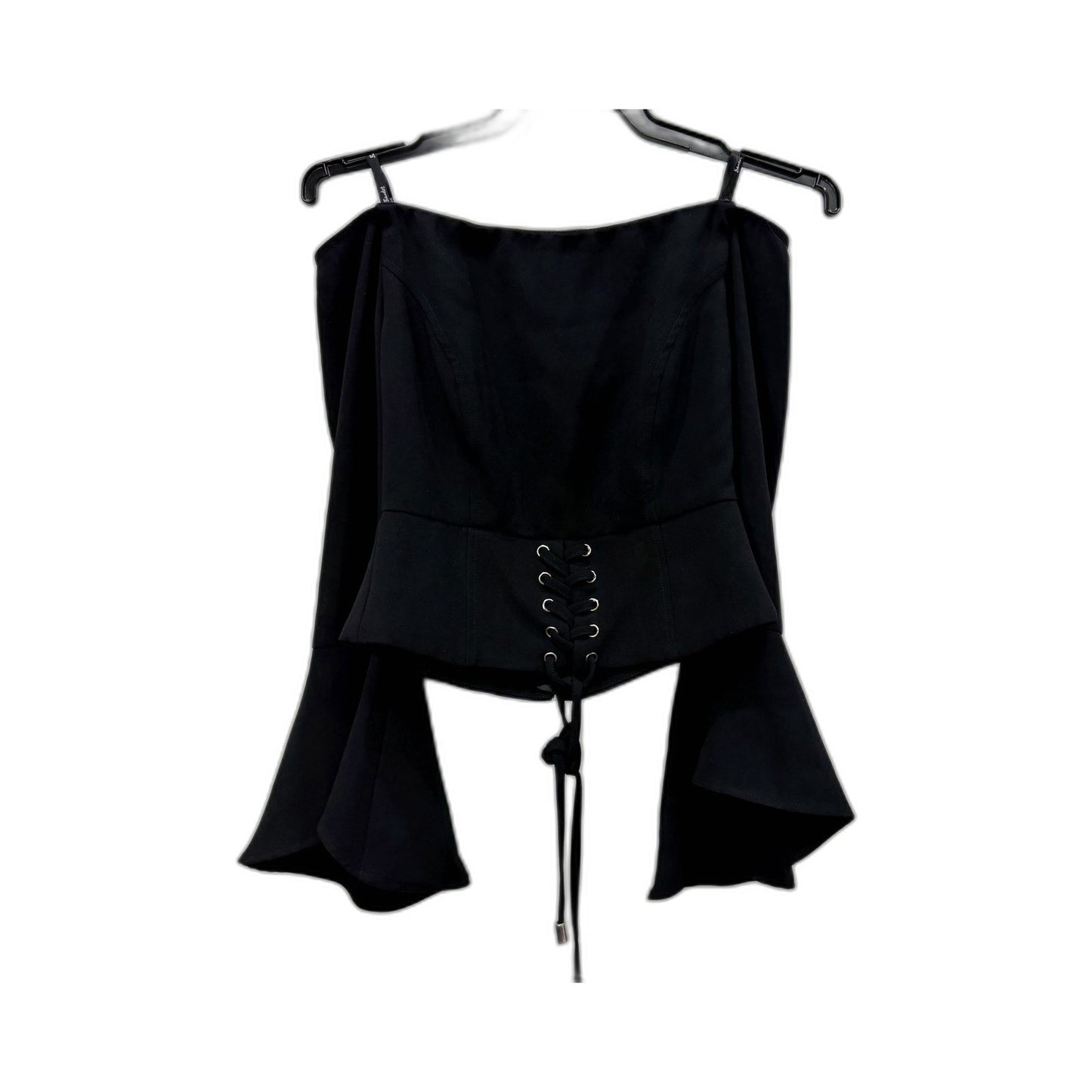 Bardot Womens Off The Shoulder Cropped Black Cotton Top Size 8 NEW